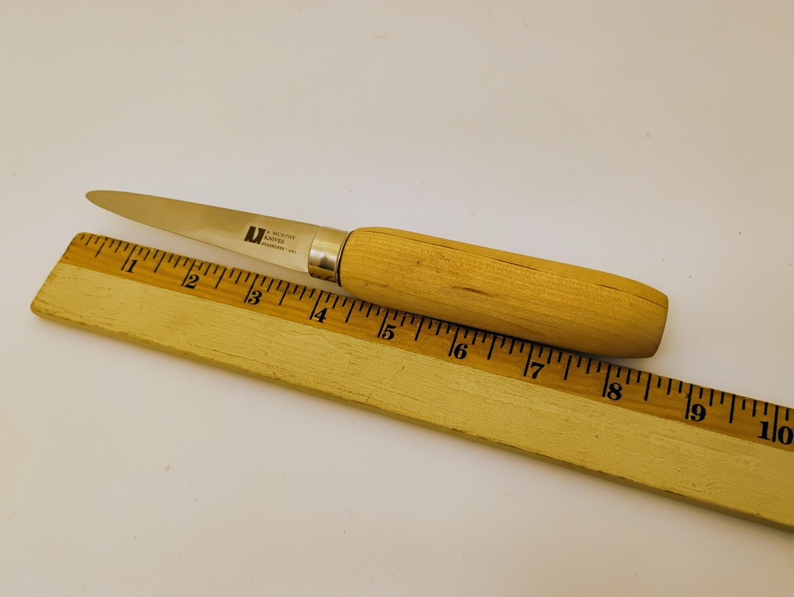 R Murphy USA Seafood Shellfish Knife 3.75-inch Stainless Steel Blade Wood Handle