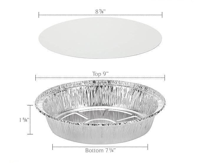 9″ Premium Disposable Round Aluminum Foil Pans With Board lids Baking Storage