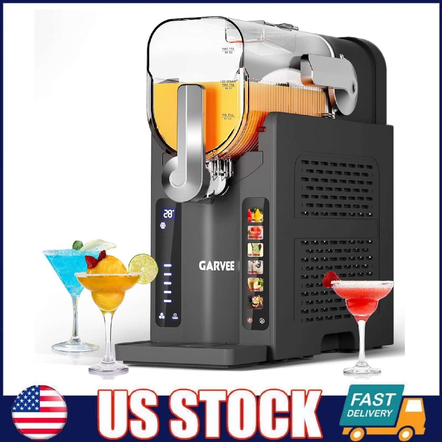 Slushie Machine 88oz Frozen Drink Maker with 6 Programs for Margaritas Smoothies