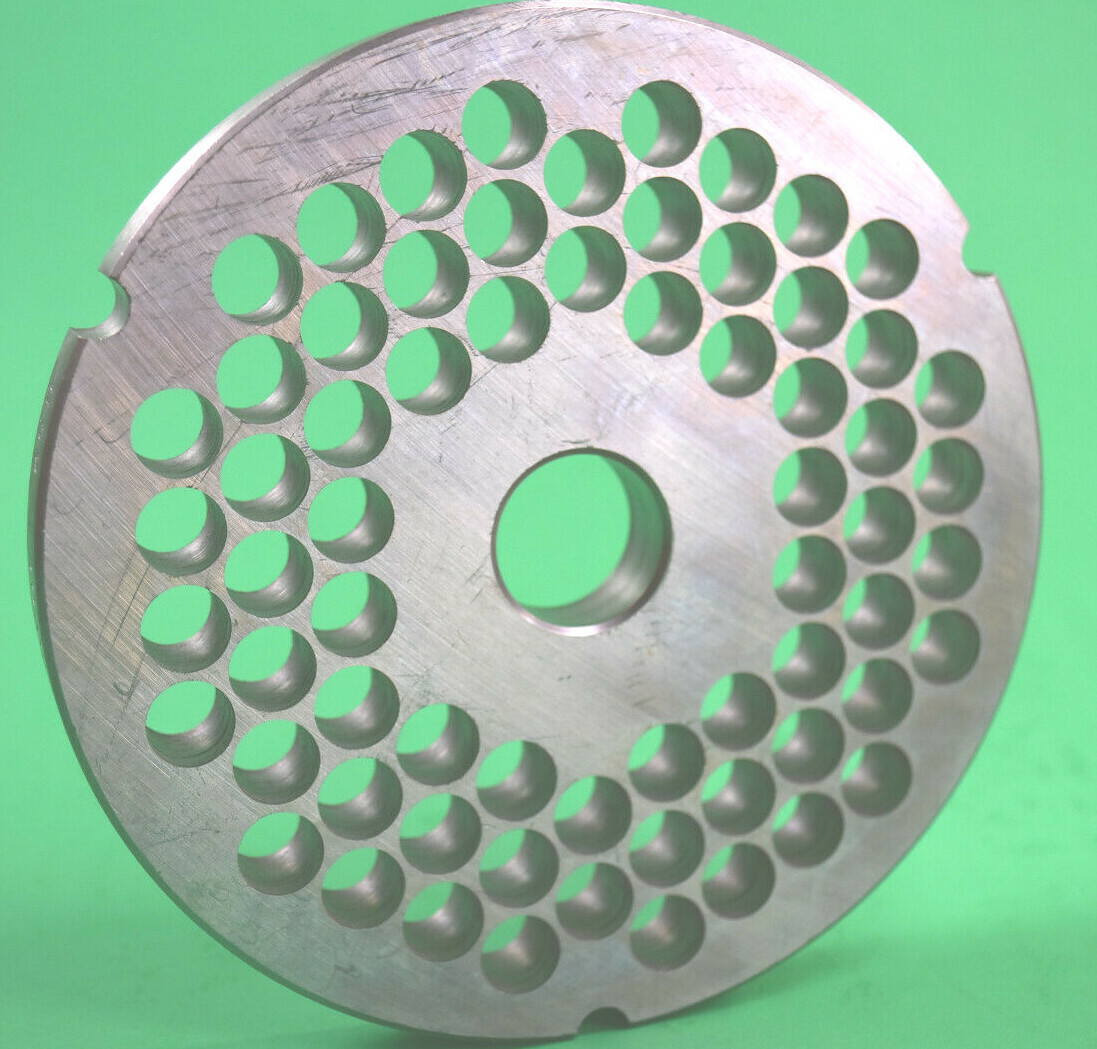 #42 x 3/8″ (10.0mm) Stainless meat grinder plate for HOBART 5 1/16″ diameter