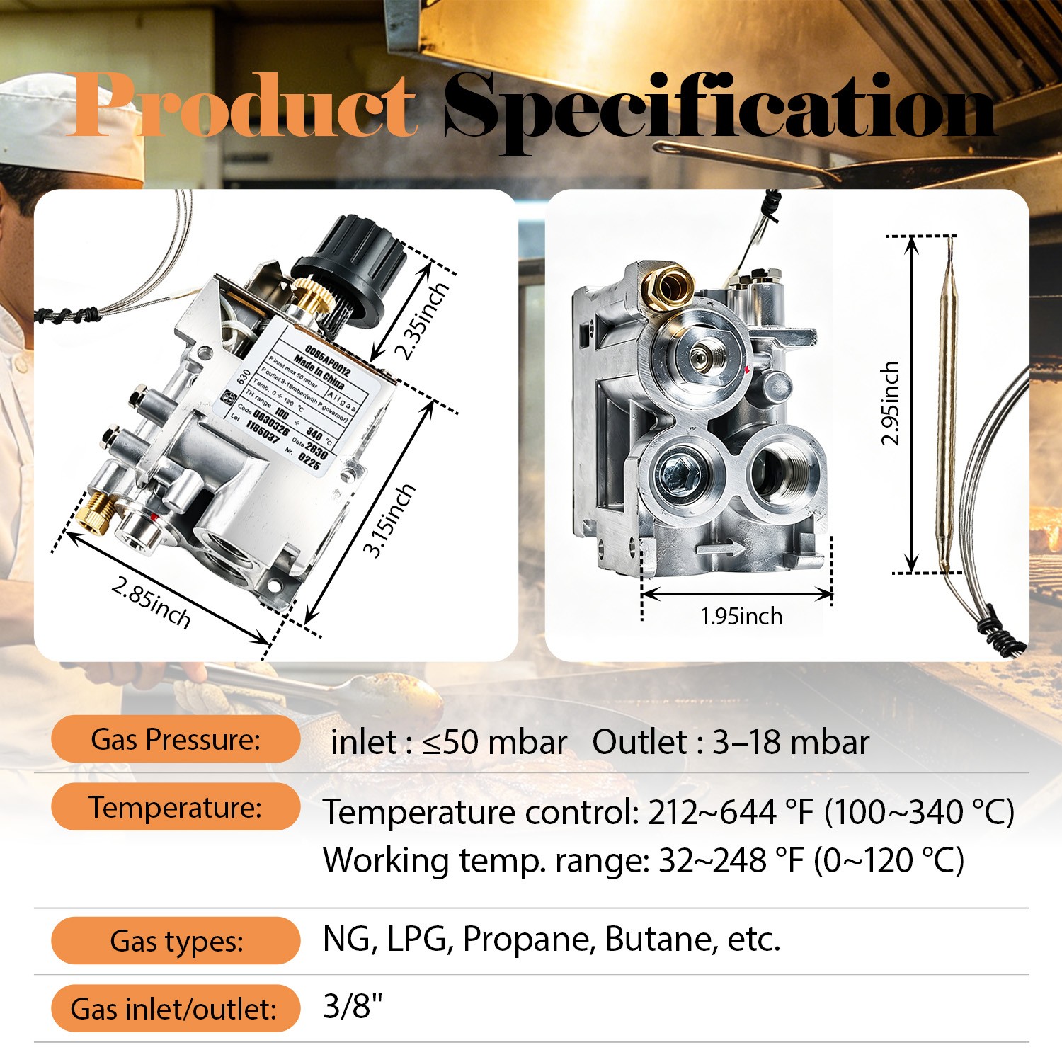 630 Gas Control Valve Fits Eurosit NG LPG Fryer Replacement Parts Cooking