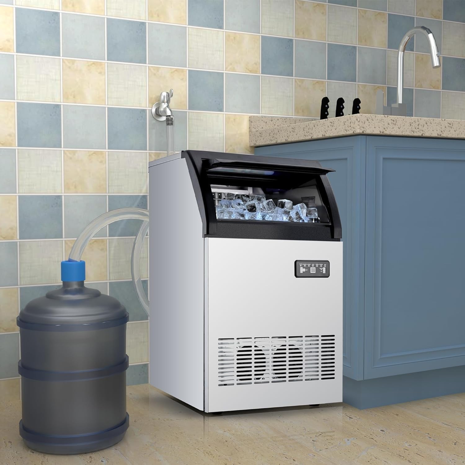 Commercial Ice Maker Machine 155 lbs/24H, Under Counter Ice Machine with 33 lbs