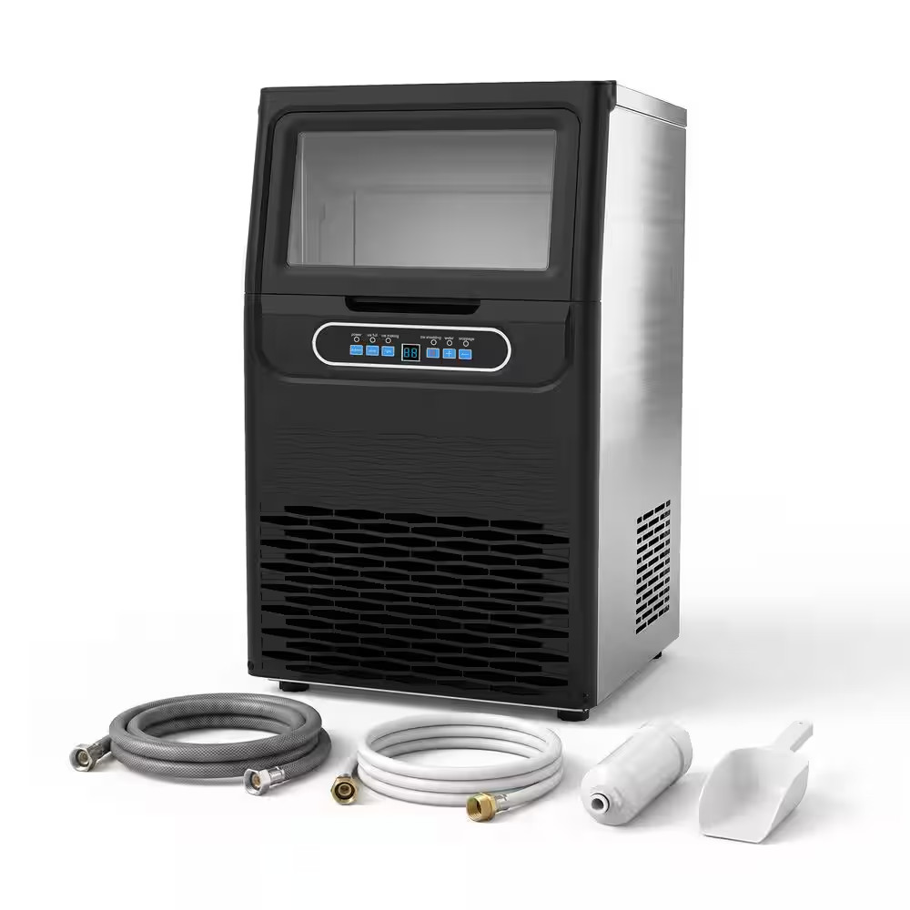 13.78 In. Commercial Ice Maker, W/30 Lbs. Storage, 110 Lbs. /24 H Freestanding S