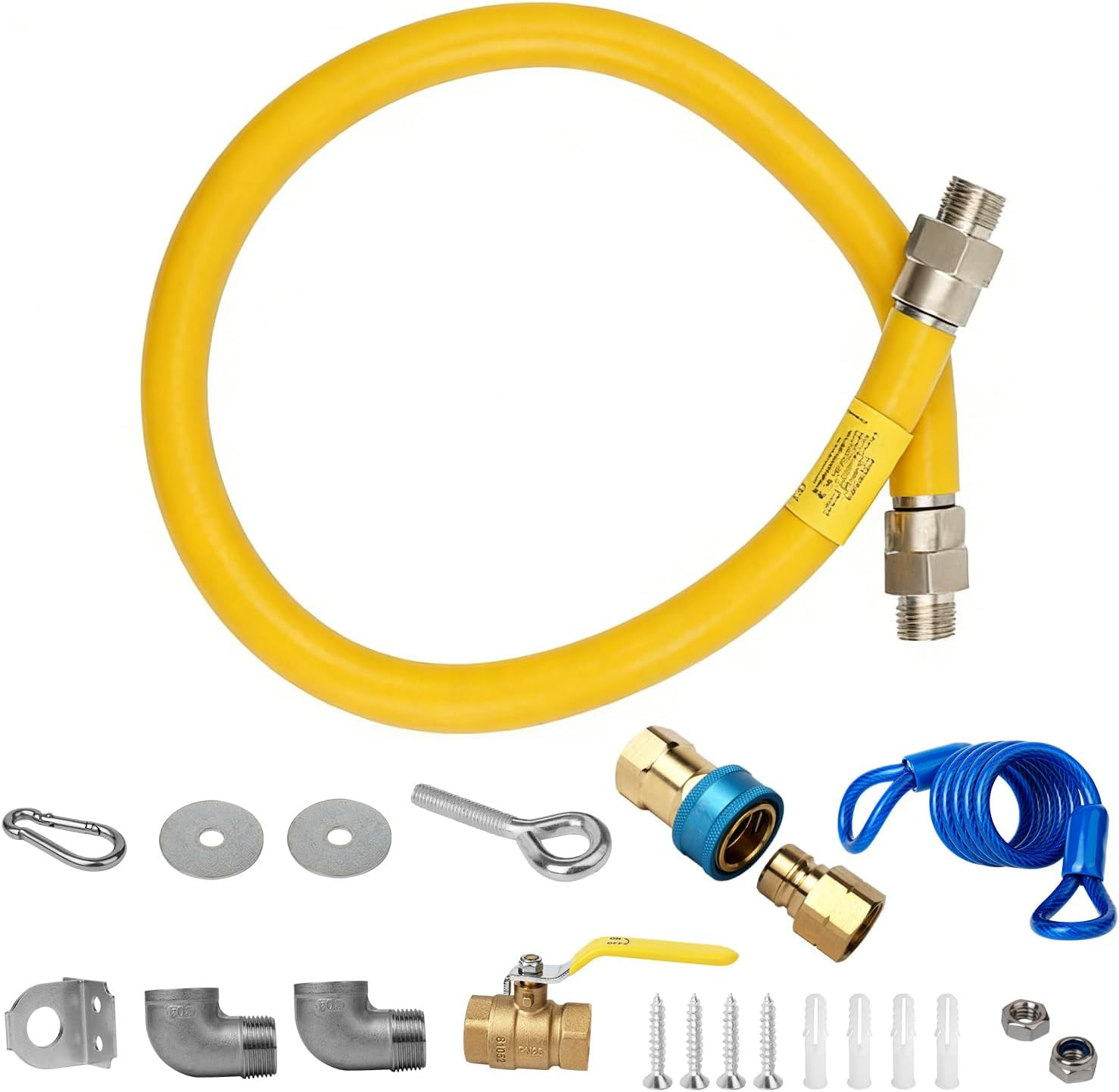 3/4″ X 48″ Flexible Gas Hose Kit 1675KIT48 for Commercial Kitchen, Flex Gas Lin
