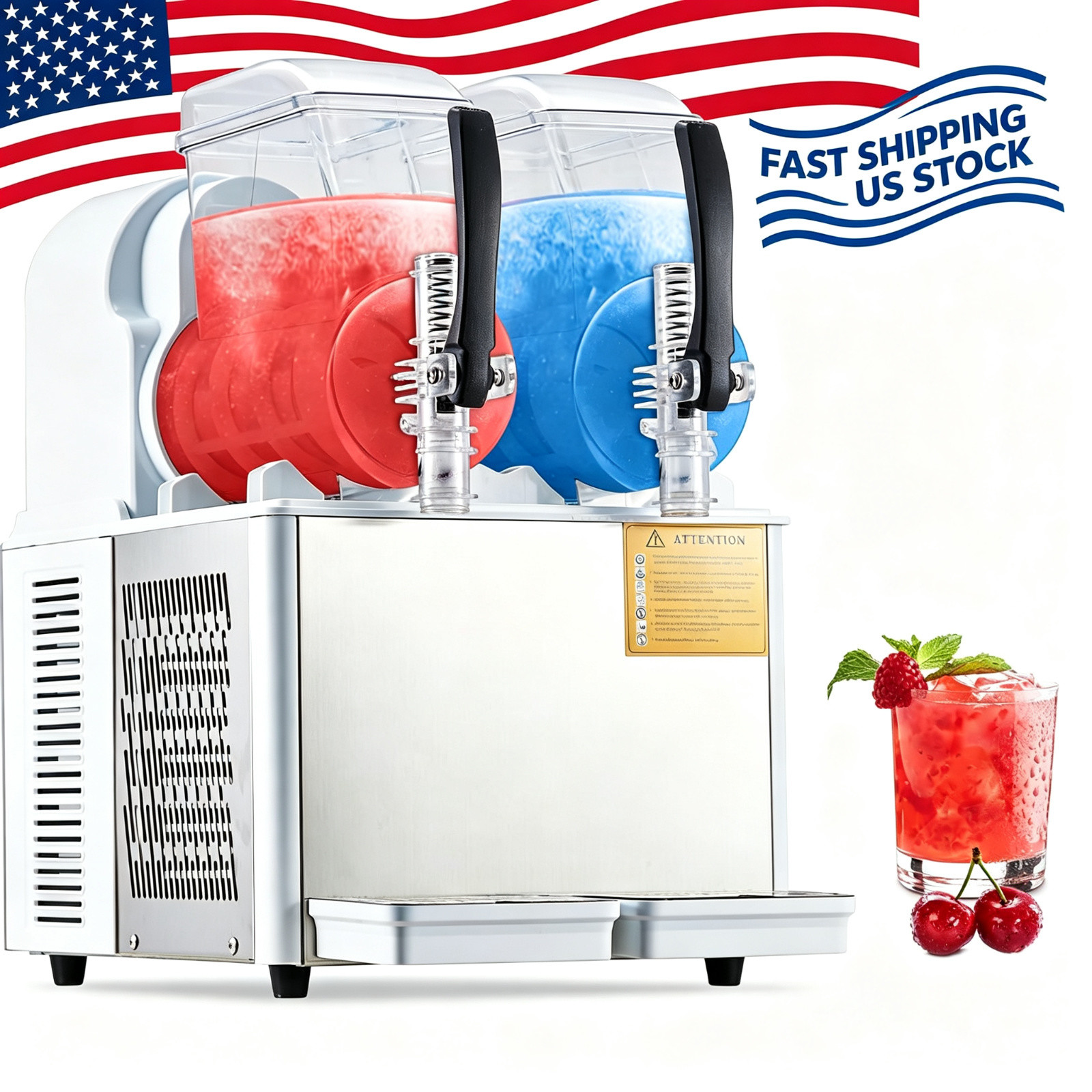 Flavor Slushy Machine Independent Digital Temp Control All-copper 370W 2 *4L