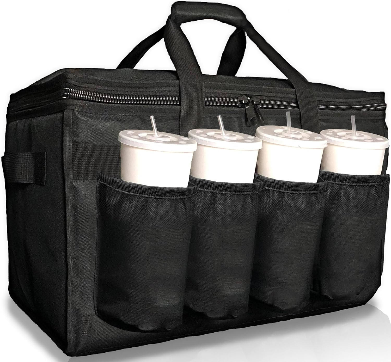 Insulated Food Delivery Bag with Cup Holders/Drink Carriers , Door dash (XL Pro)
