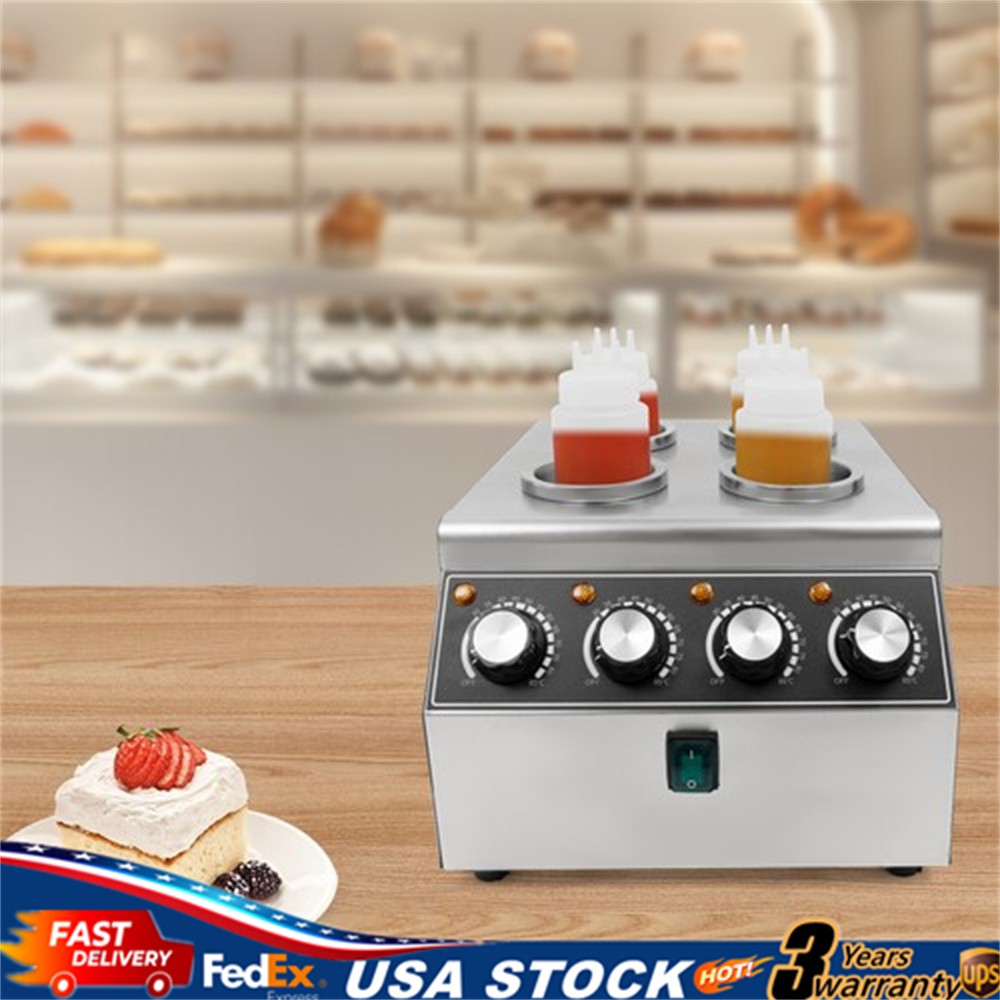 800W Electric Sauce Warm Heat Machine Sauce Warmer Dispenser w/Squeeze Bottle