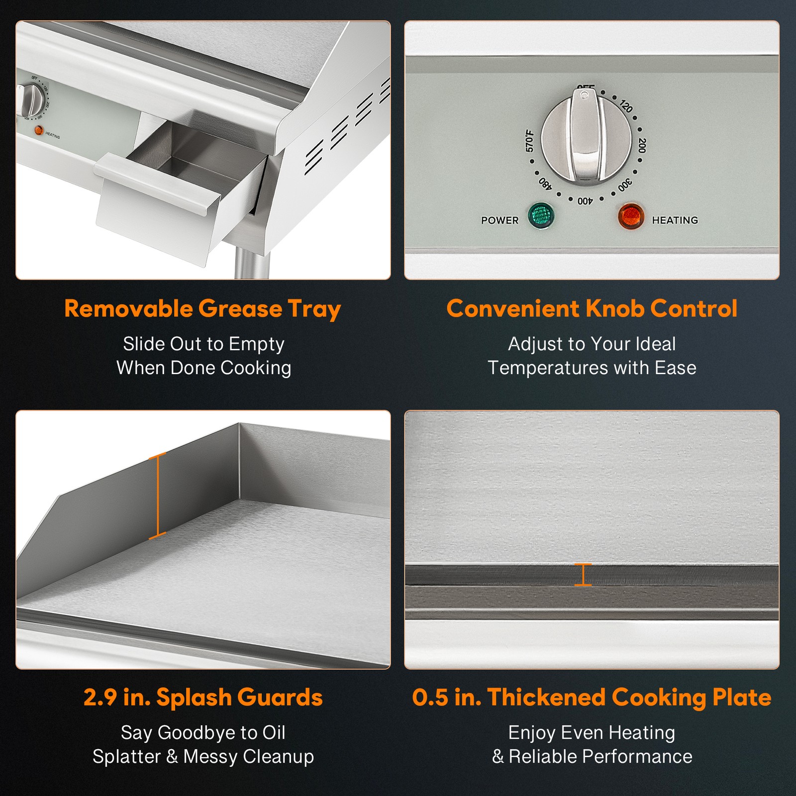 Wilprep 16″ Electric Countertop Griddle – 110V, 1750W, Used