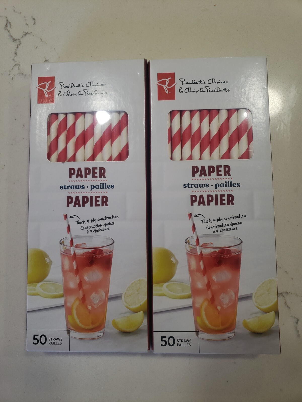 Paper Drinking Straws 4ply 8 » Long 2 Boxes Of 50 100 Straws Total Red & White