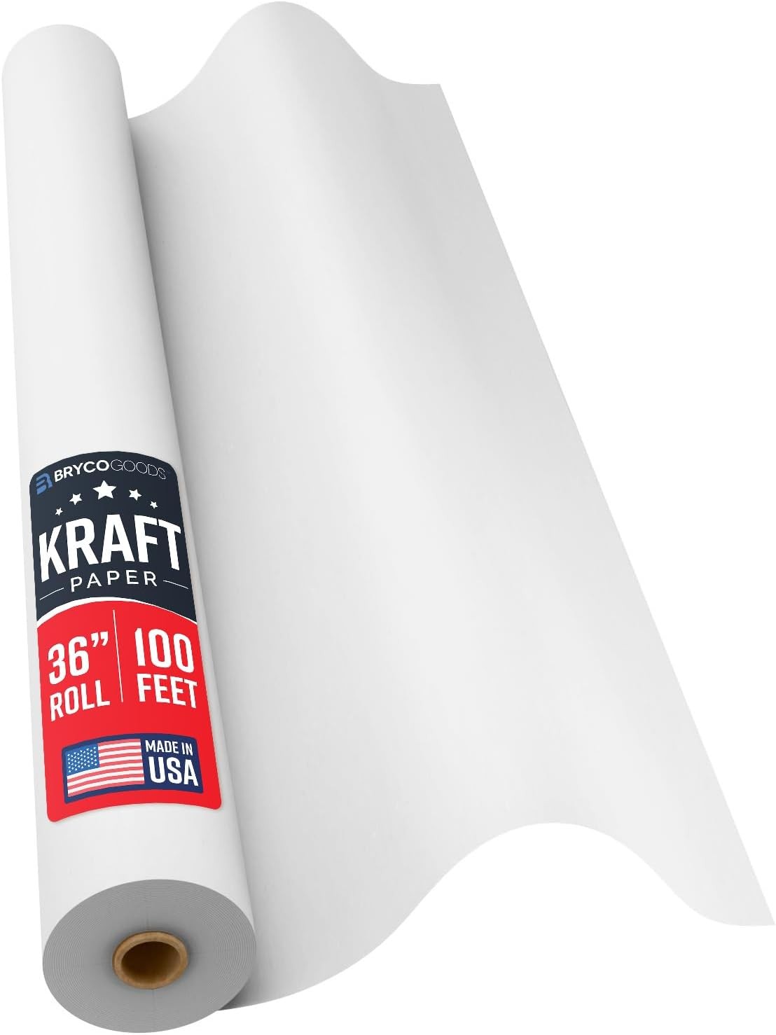 Bryco Goods White Kraft Paper Roll 36″x100′ USA Banner Art Paper #R014