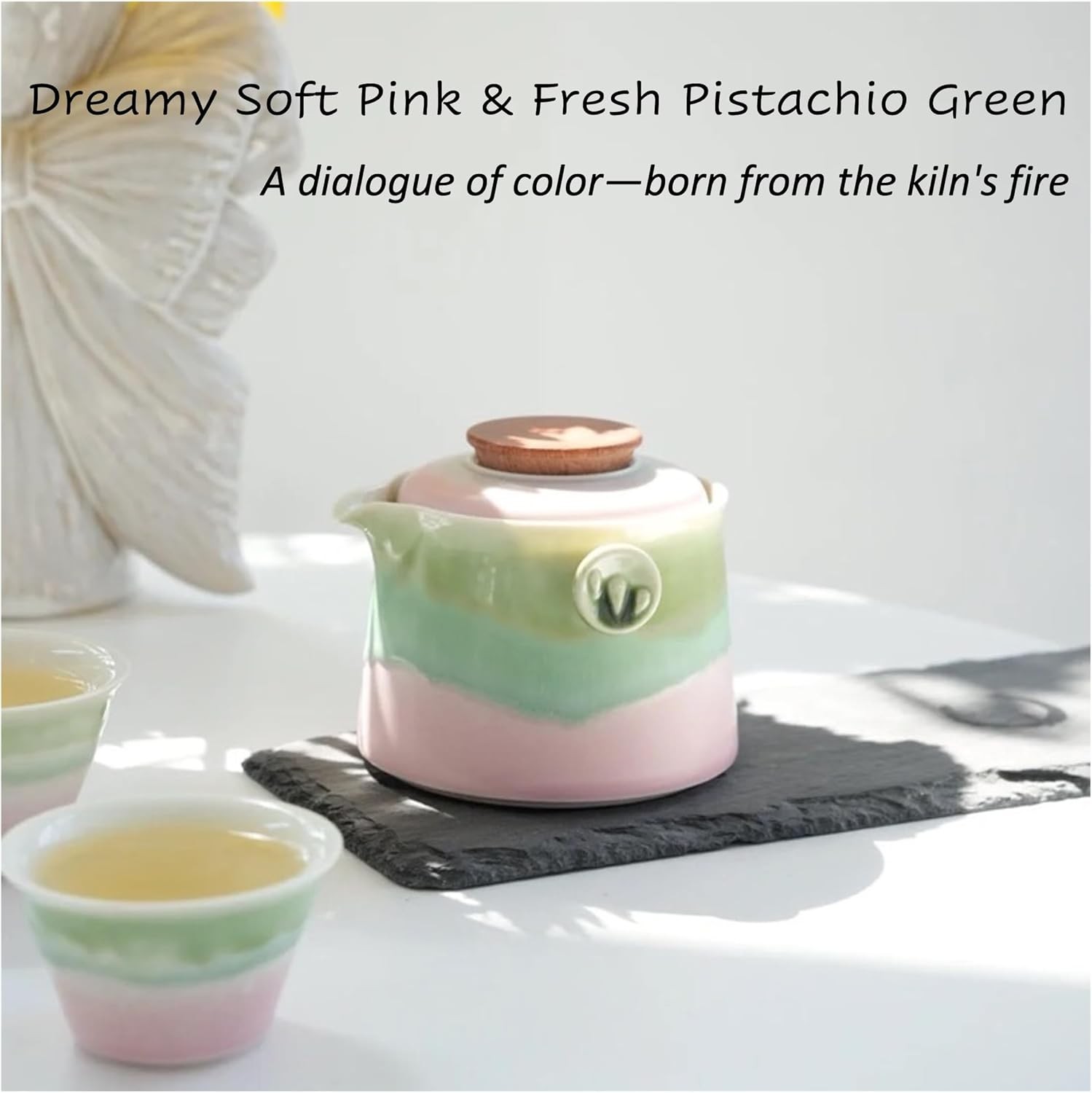 Hermit Life Chinese Travel Tea Set, Portable Ceramic Teapot for One to Two,