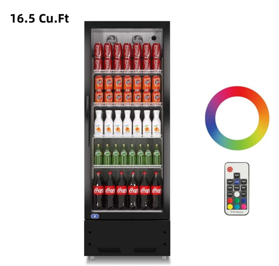 16.5 Cu.Ft Merchandiser Refrigerator Commercial Beverage Cooler Upright Fridge