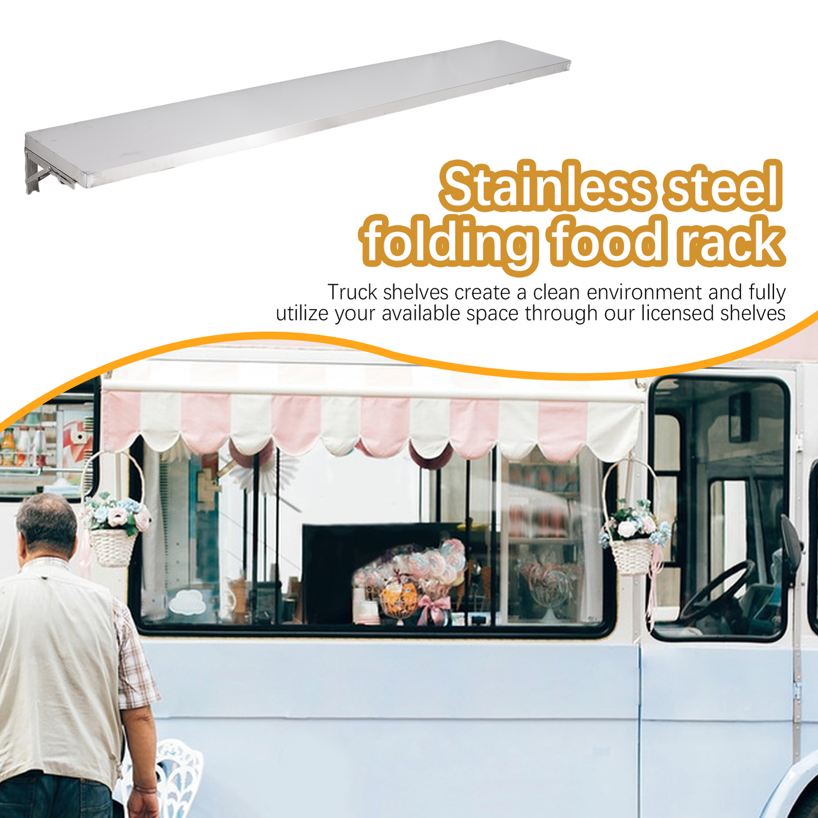 Concession Stand Shelf For Window Trailer Food Truck Folding Wall Mounted Stand