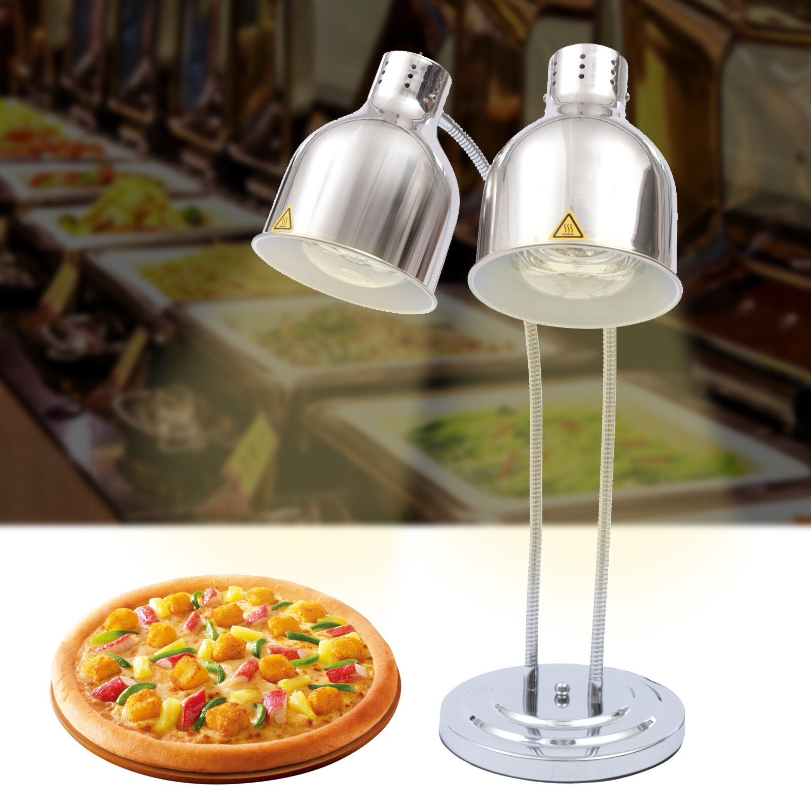 Food Heat Lamps with Dual 250w Bulbs Food Warmer Lights Buffet Food Warmer Lamp
