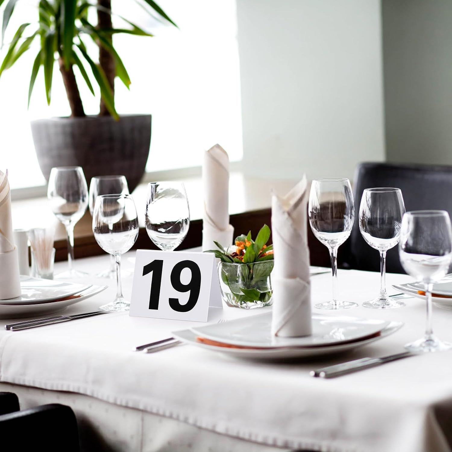 Set of 30 Restaurant Table Numbers1-30 White, Double Side Acrylic Tent Style Tab