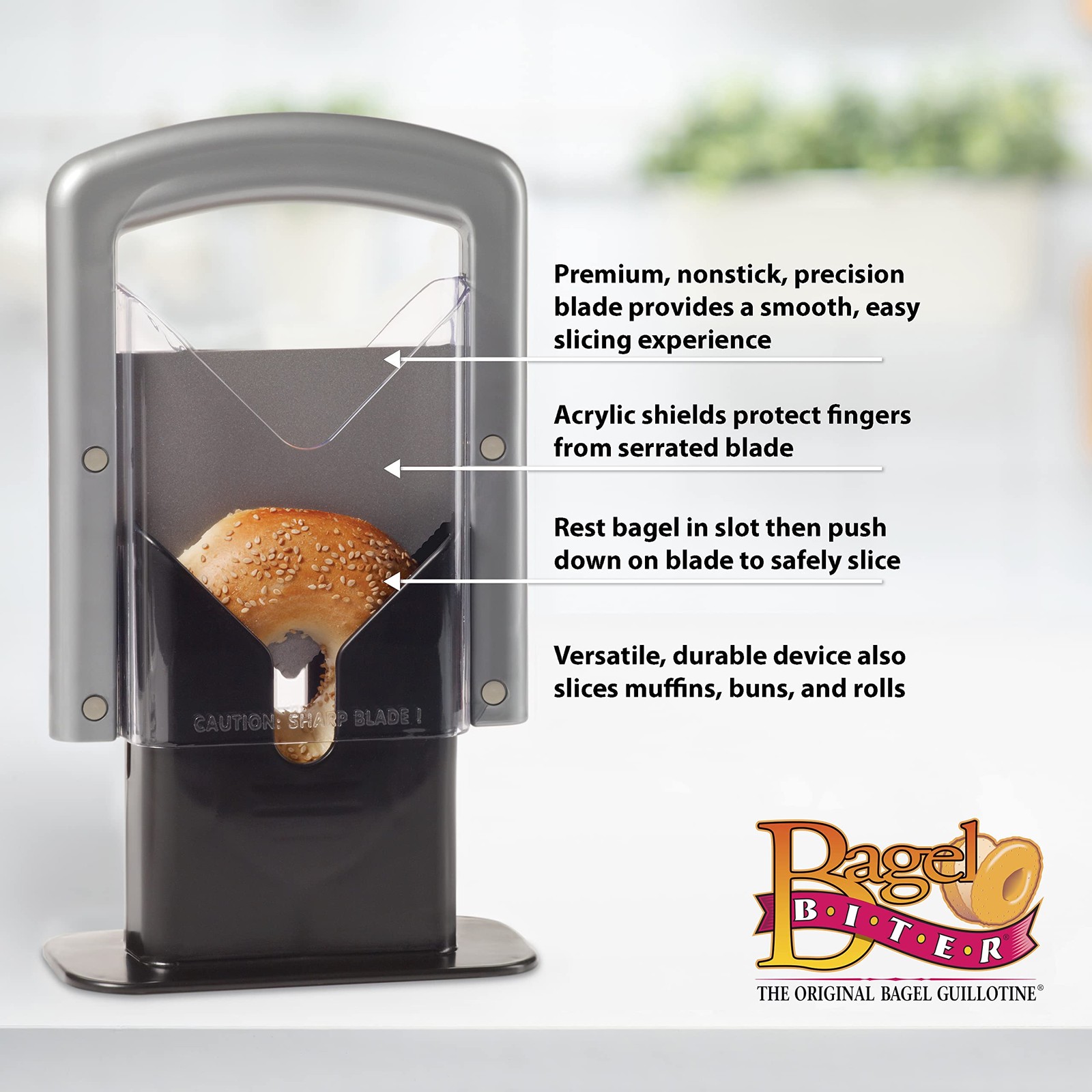 Hoan The Original Bagel Guillotine Universal Slicer, 9.25-Inch, Silver