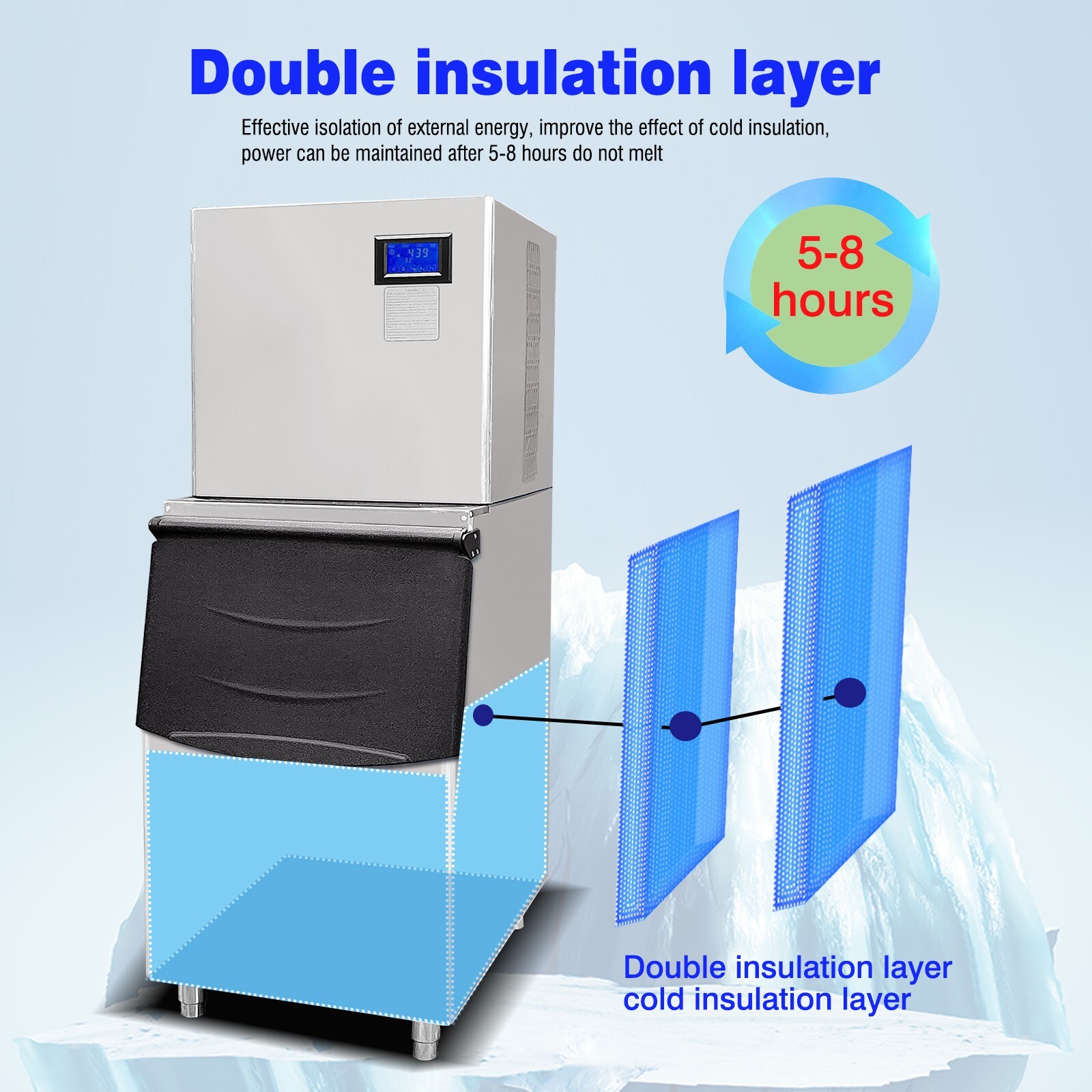 Kolice Commercial Automatic Ice Making Machine Auto Detection 360 LBS/DAY