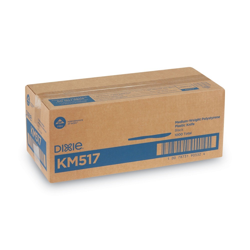 Dixie KM517 Plastic Cutlery Heavy Mediumweight Knives – Black (1000/Carton) New