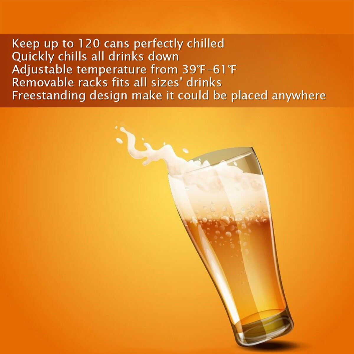 Costway 120 Can Beverage Refrigerator Beer Wine Soda Drink Cooler Mini Fridge
