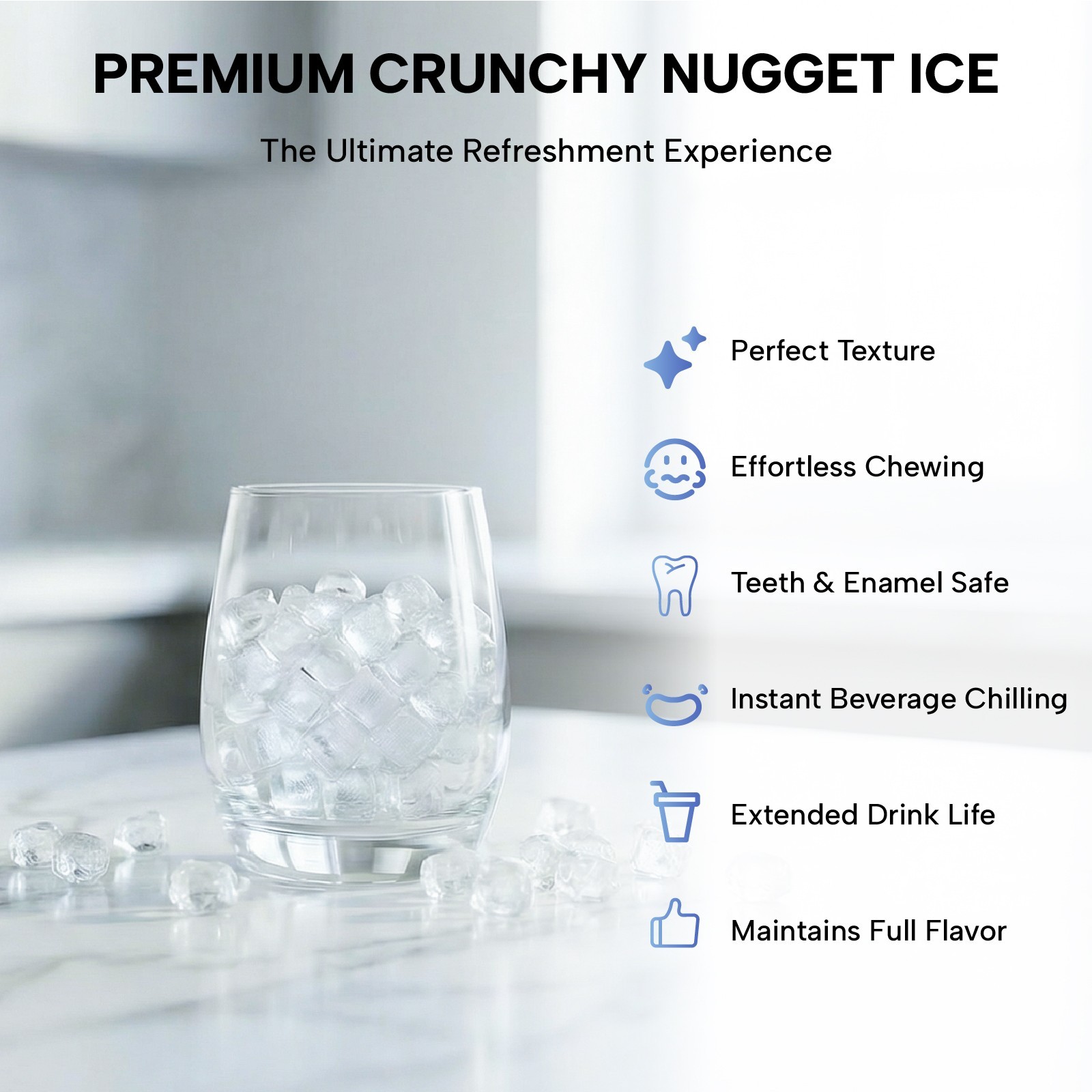 ICECASA 80LB Commercial Nugget Ice Maker Countertop Soft Chewable Ice Dispenser