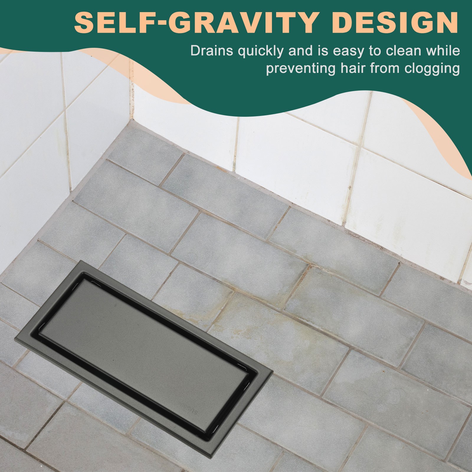 Rectangular Shower Drain Odor-proof Floor Drain(8 Inch Brushed Silver)