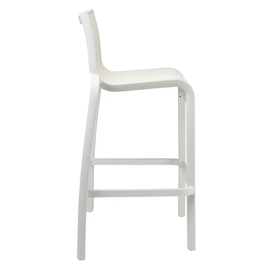 Grosfillex US030096 Sunset Armless White Outdoor Stacking Barstool – 2 Per Set