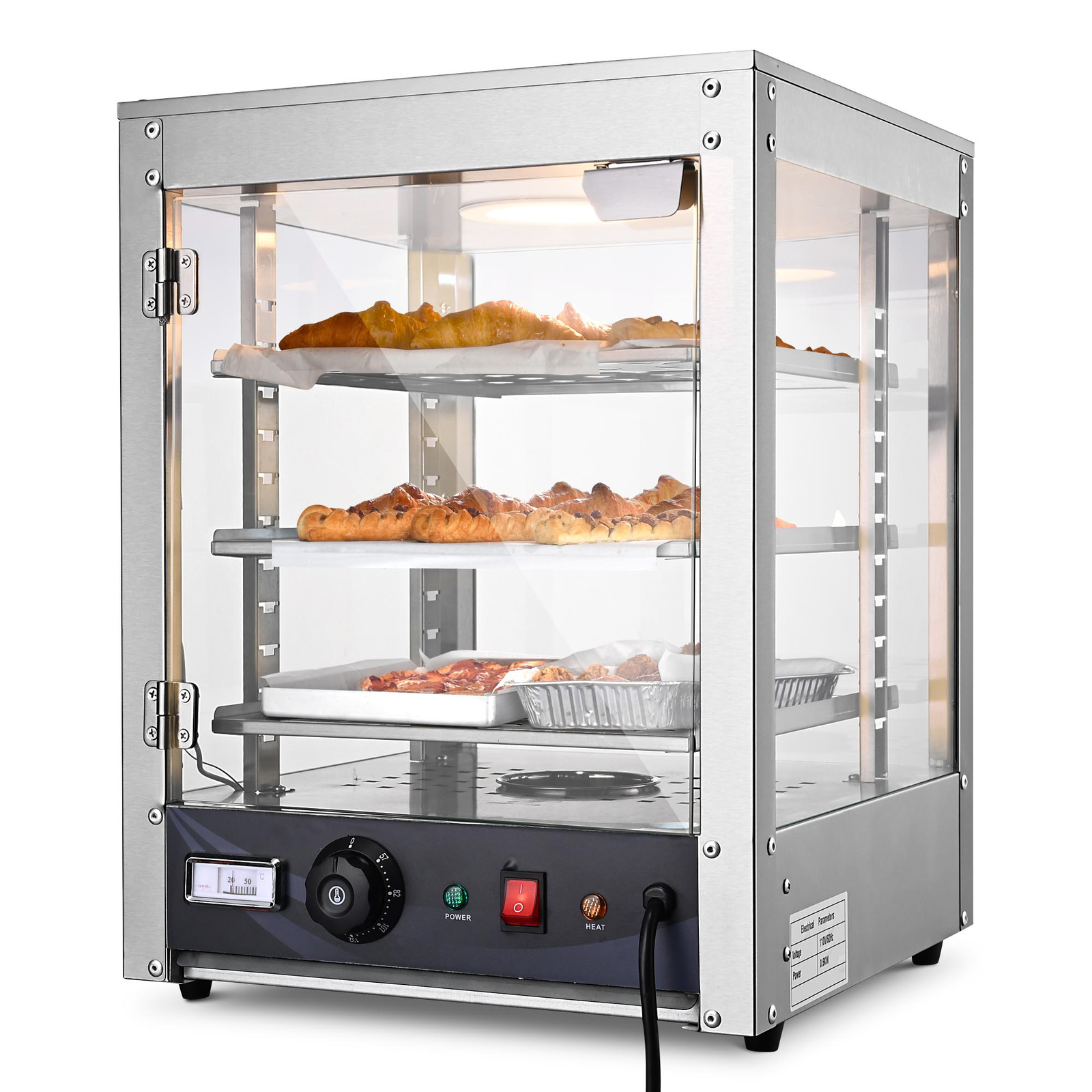 WeChef 15″ Commercial Food Warmer 3-Shelf Countertop Catering Pizza Display Case