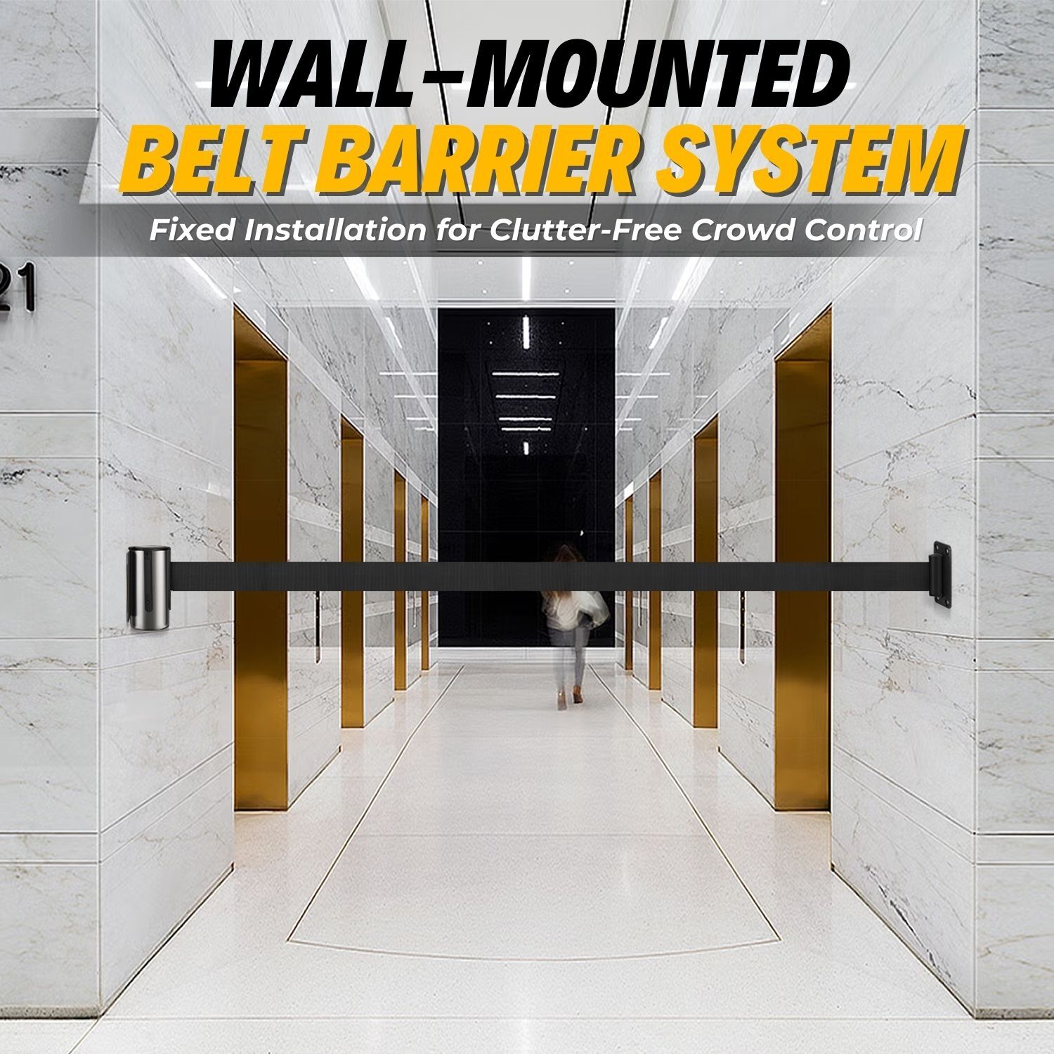 Retractable Wall Barrier Belt Retractable Rope Safety Barriers 10 ft / 3m Chrome