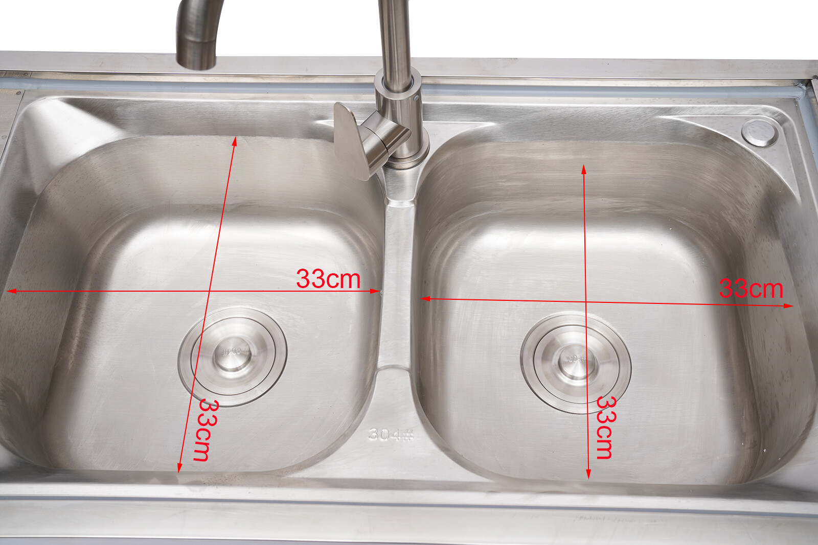 Commercial Kitchen Utility Sink Stainless Steel Sink 2 Compartment & Prep Shelf