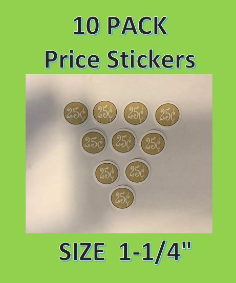 10 pack 25 cent Vending Price Stickers vendstar candy gumball Label