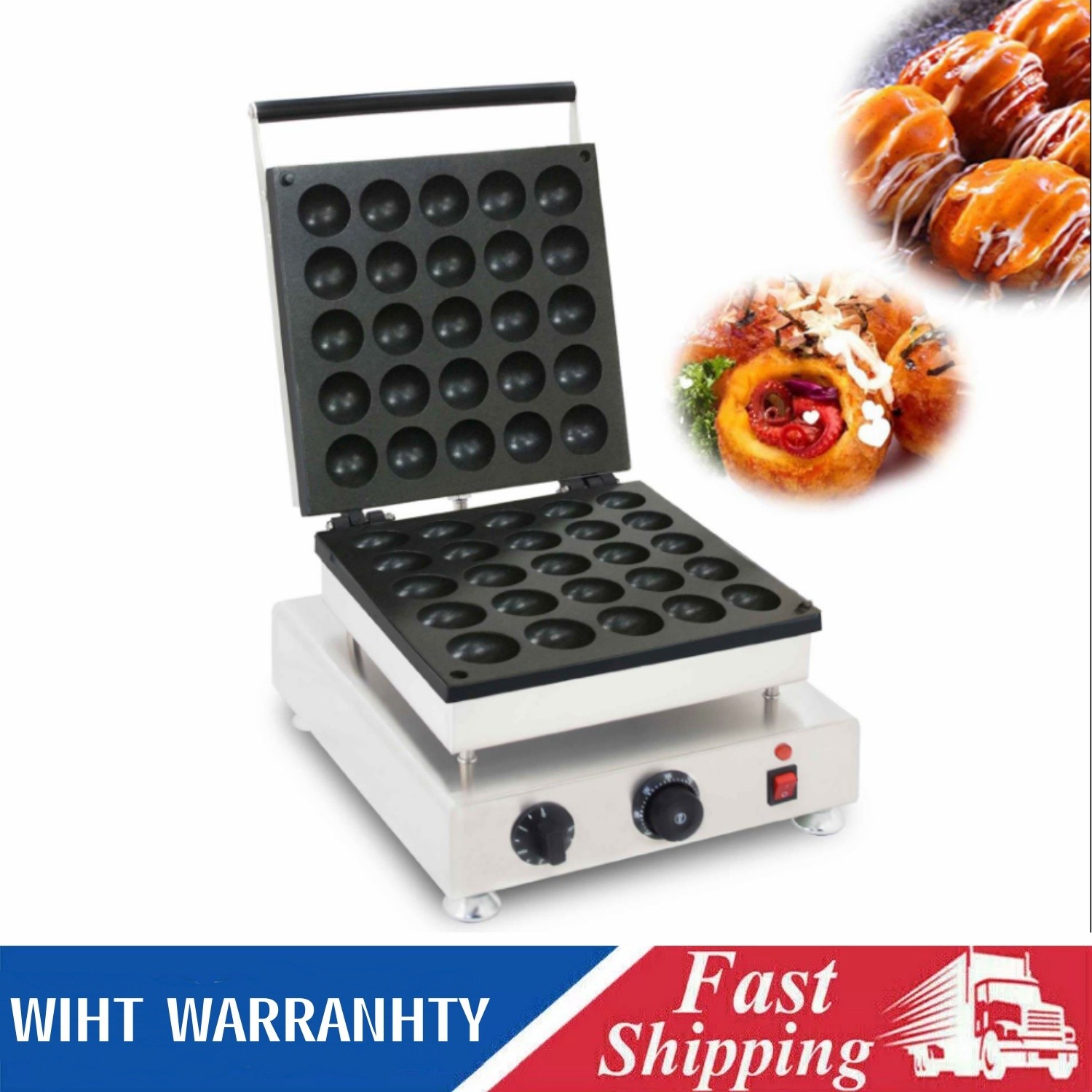 Commercial 25 Holes Taiwan Snack Bomb Burn Takoyaki Making Machine