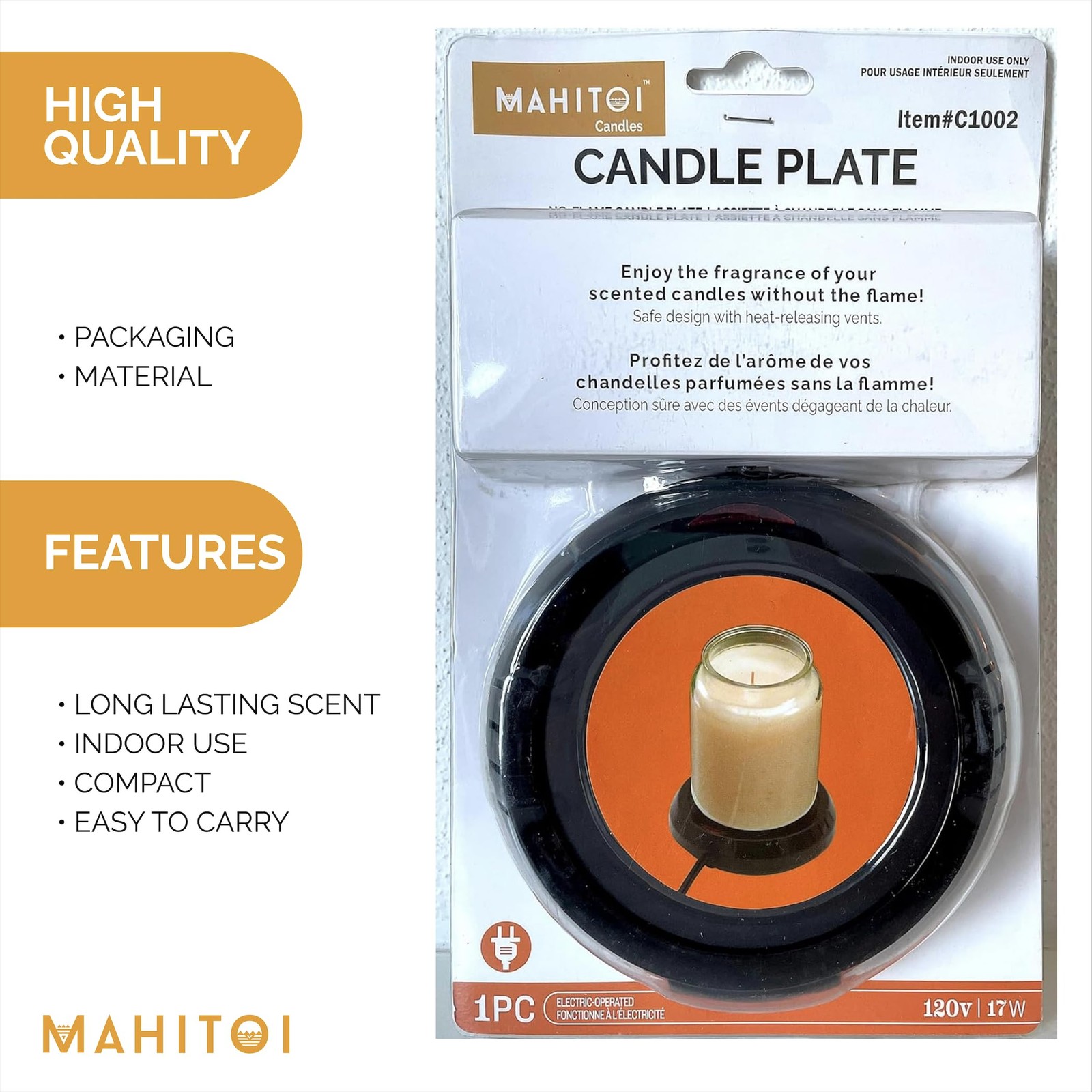 Durable Heavy Portable Large Warmer Safe Plate for Candle Jar & Mug Black