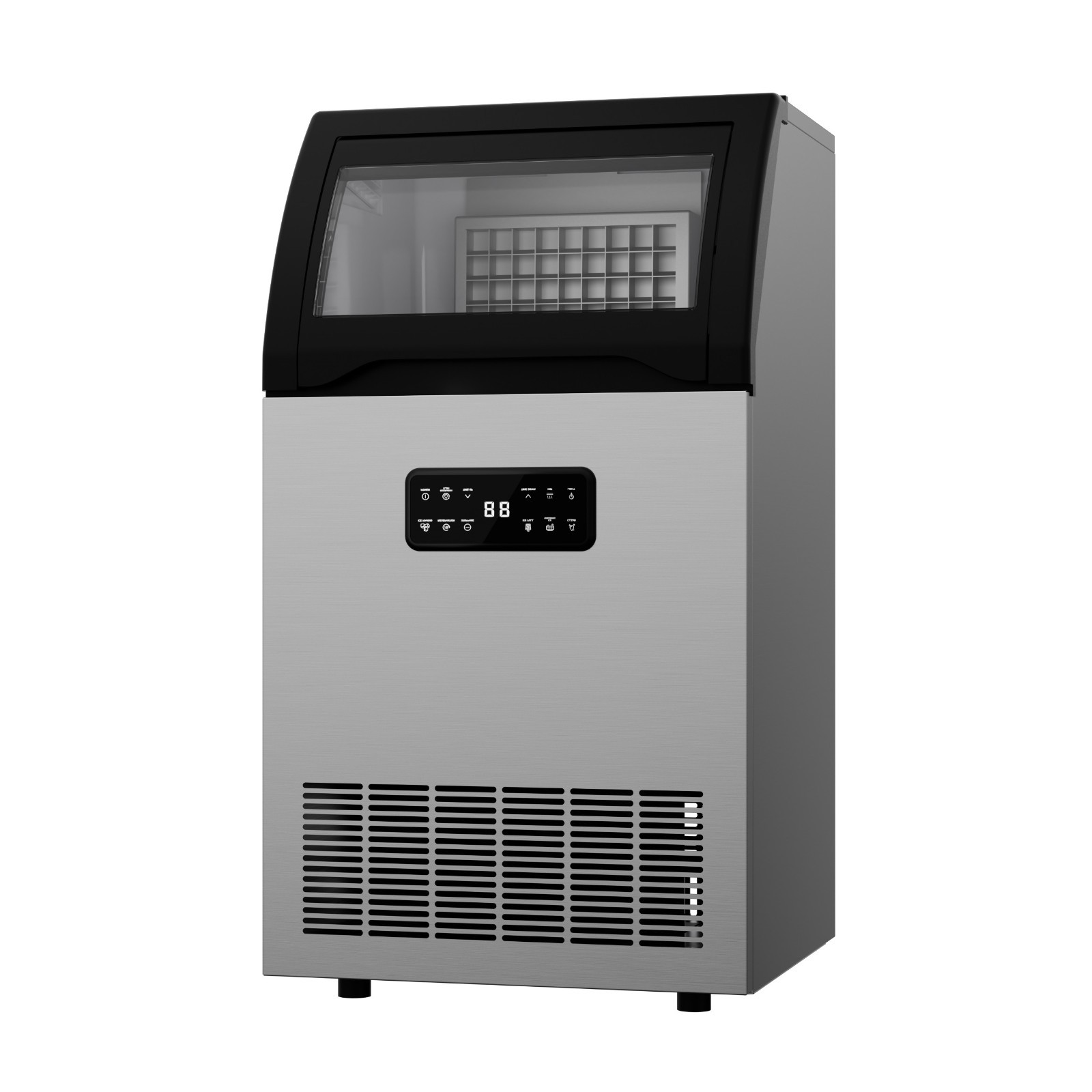 Commercial Ice Machine 100 lb./24H Freestanding in Silver with Auto-cleaning