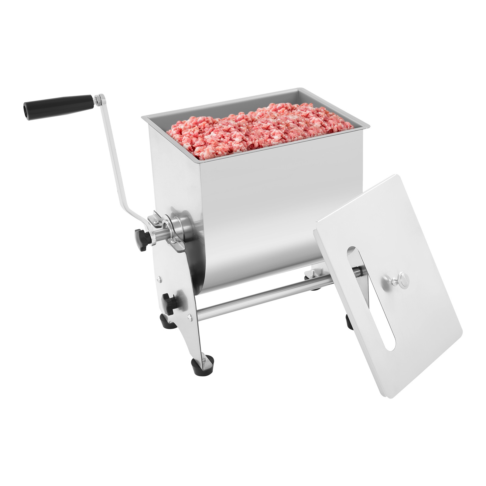 Manual Meat Mixer Stainless Steel 10kg/22lbs Meat Mixing Hopper 90° Tilt