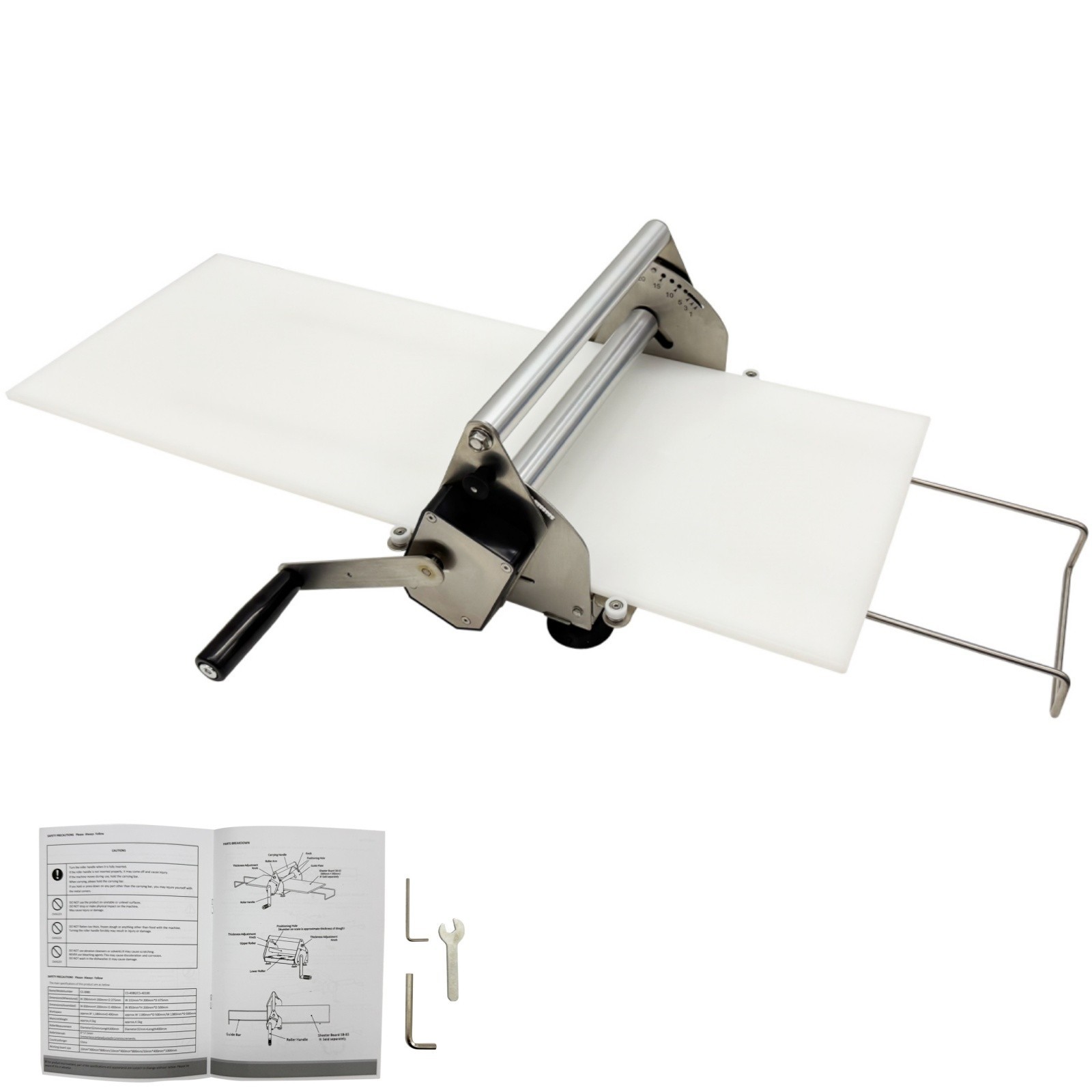 Manual Stainless Steel Pastry Machine Dough Sheeter Bakery Food-grade PP Belt