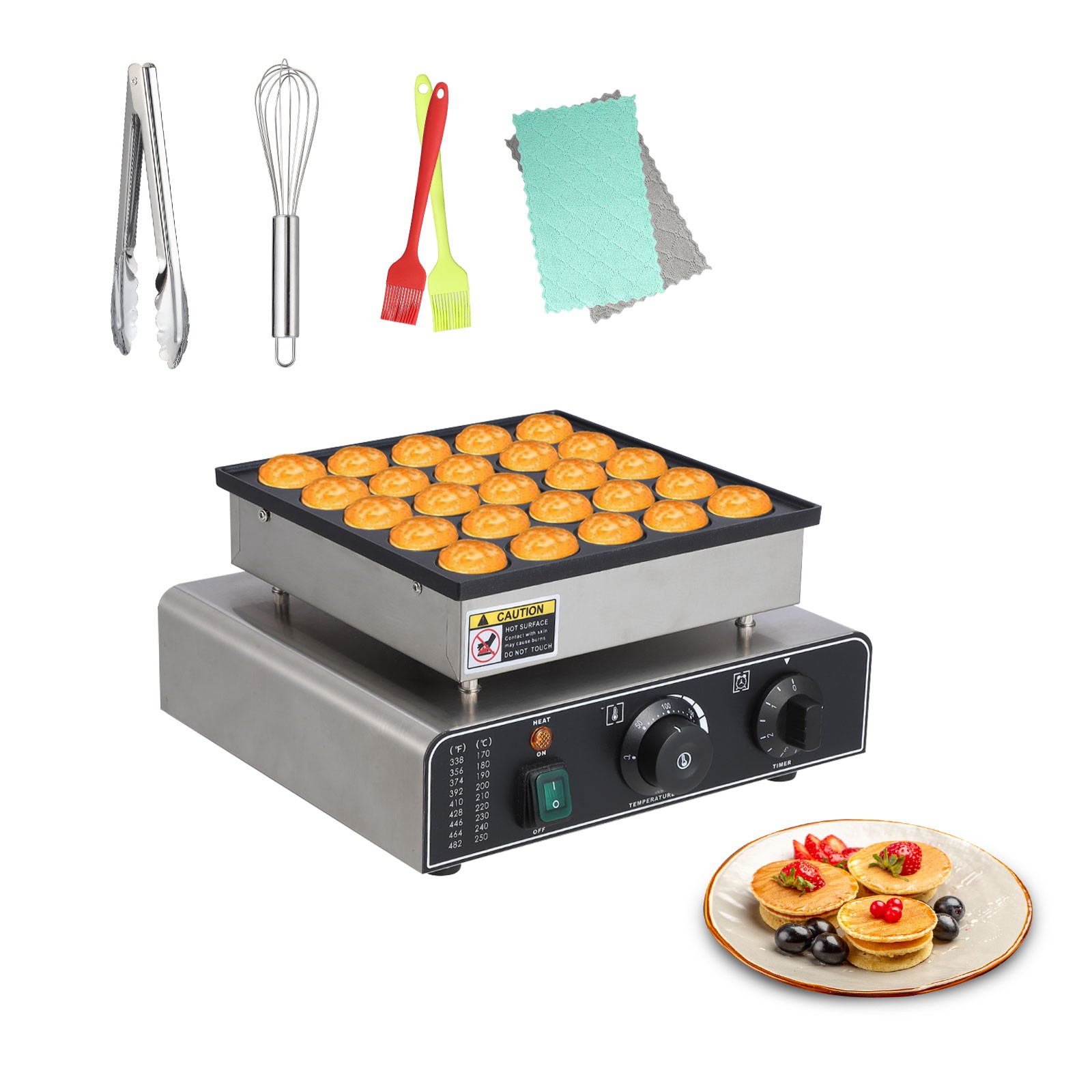 Garvee Mini Dutch Pancake Maker 25Pcs Non-stick 50-300°C Electric Waffle 50-300℃