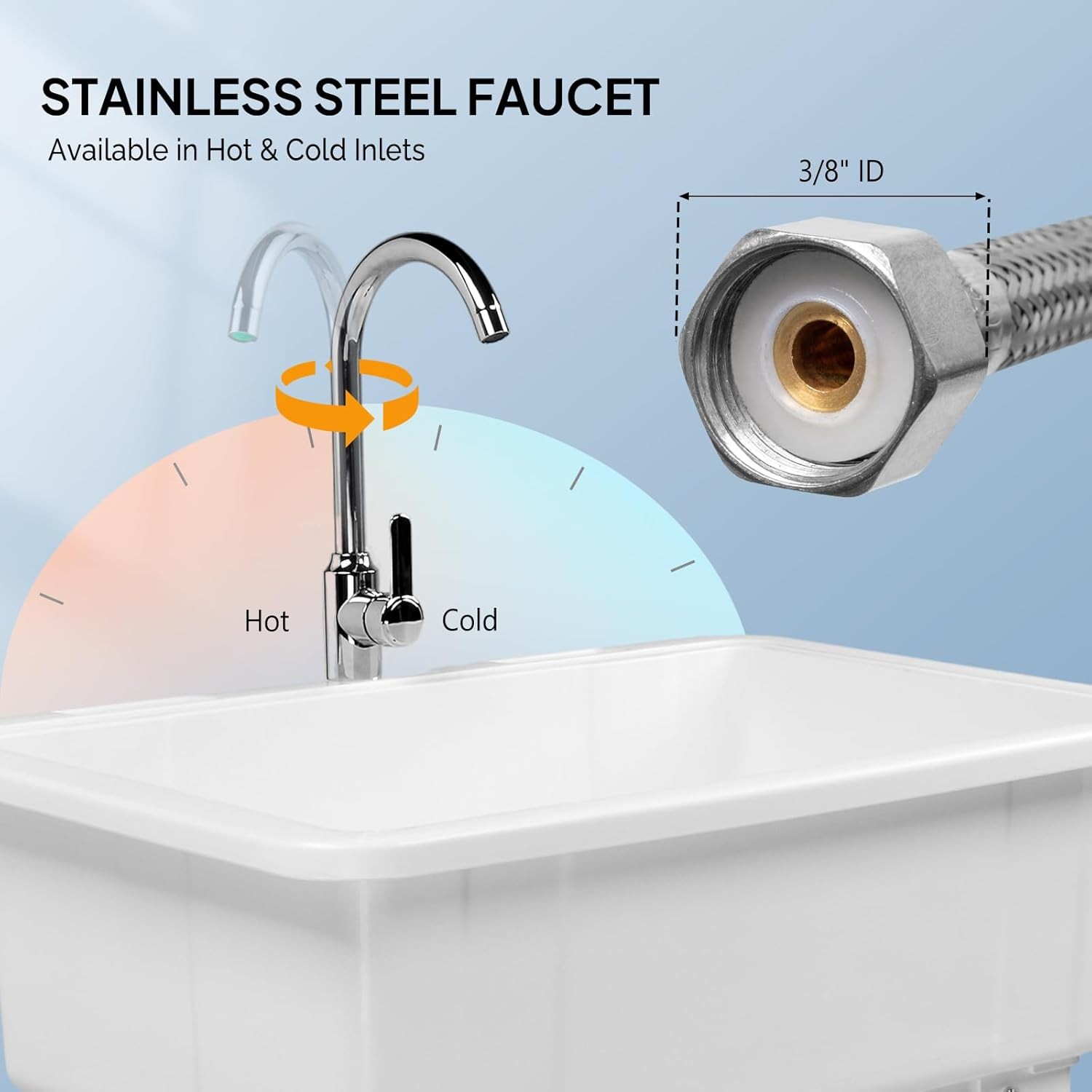 Large Utility Sink with Removable Drainboard and Storage Shelf for Pet Bathing