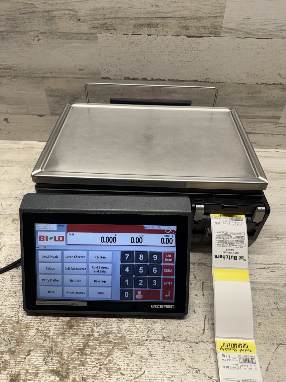 Bizerba XC 100 PRO 30 lb. Touchscreen Digital Scale With Printer Tested Works