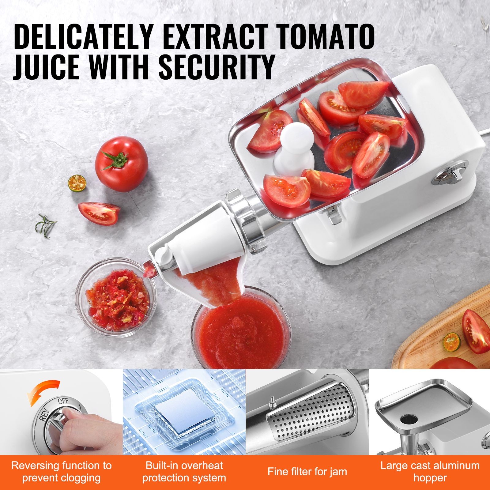 Electric Tomato Strainer, 700W Tomato Sauce Maker Machine, 5.5 LBS/ Min Food