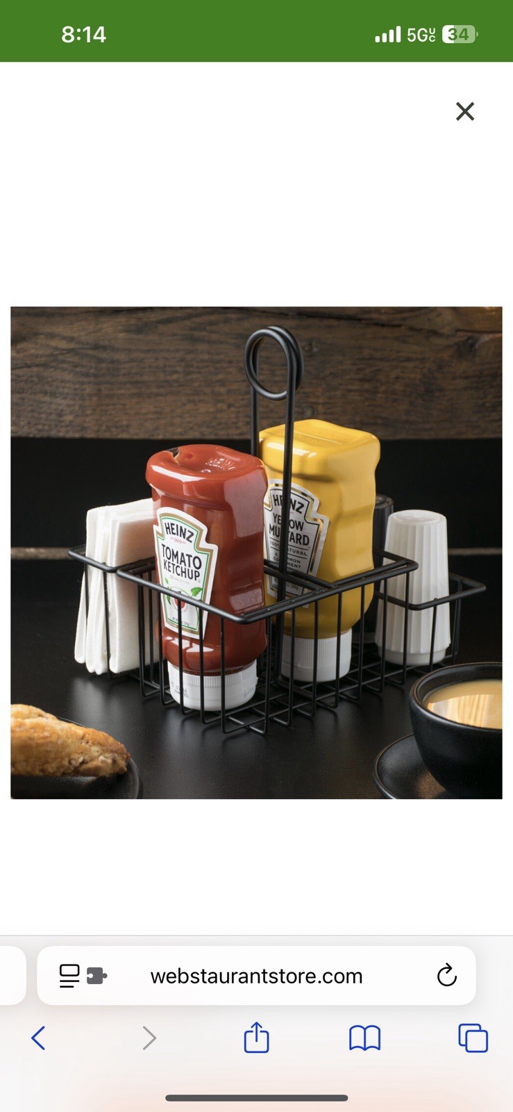Black Stainless Steel 4 Compartment Condiment Caddy, Iron Teflon Coated, 8×6.5″