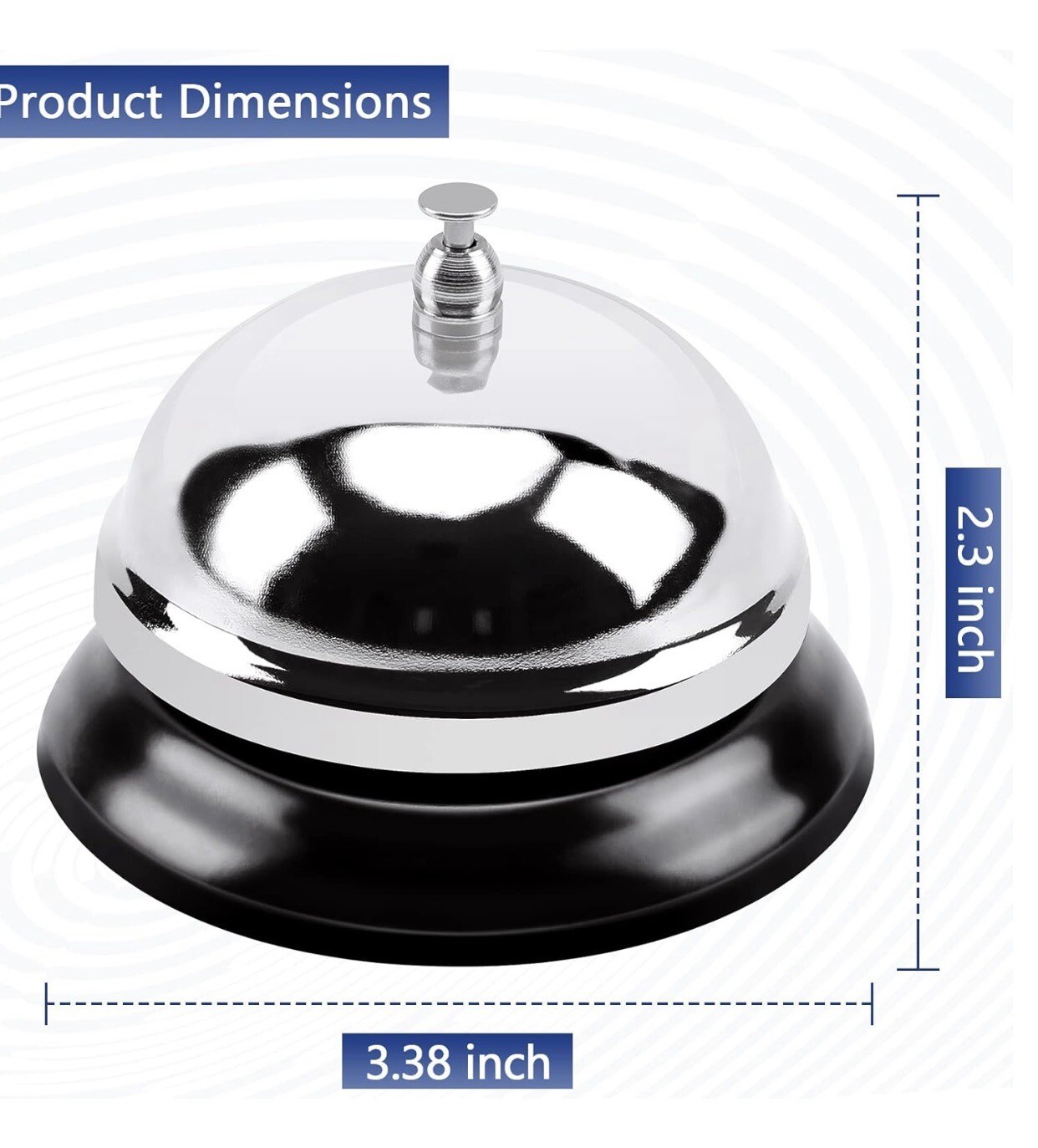 2 PCS Service Bell for Call & Desk Service with All-Metal Construction 3.38 Inch