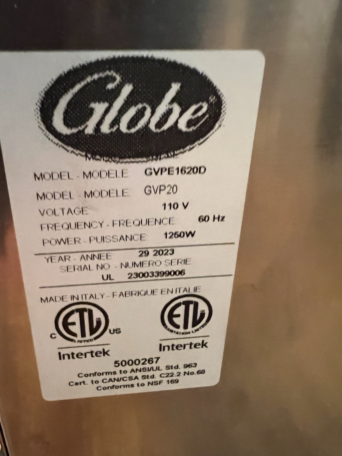 Globe GVP20 16 1/2 in Standard Vacuum Pack Machine