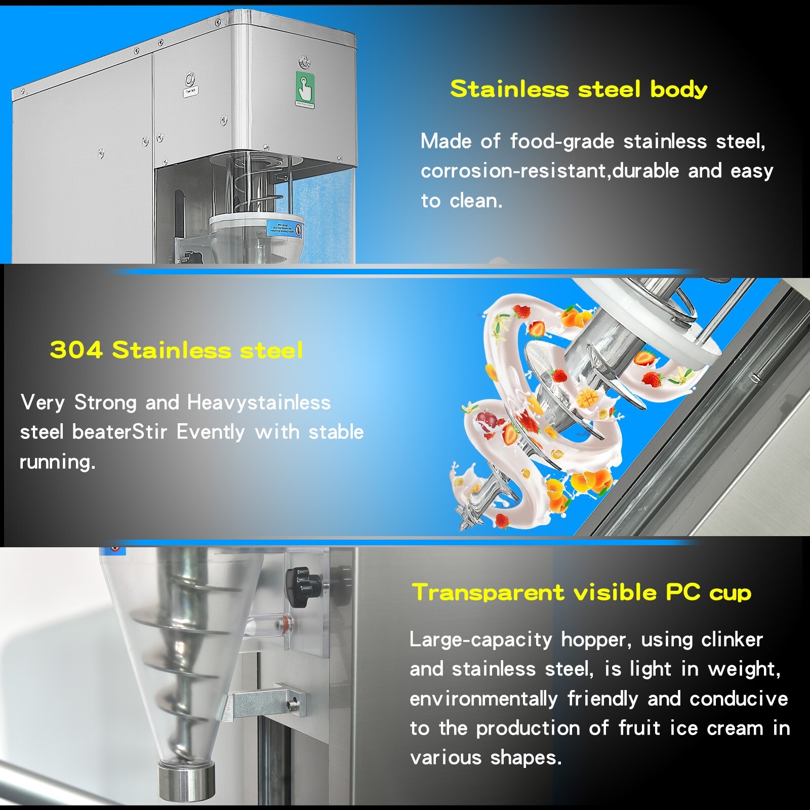 Kolice Yogurt Ice Cream Blending Machine, Milkshake Machine, Ice Cream Mixer
