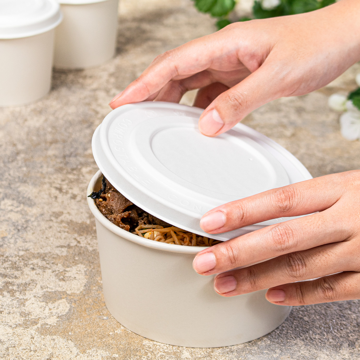 Karat Earth Fiber Paper Flat lid for 24-32 oz Paper Container (142mm) – 600 pcs