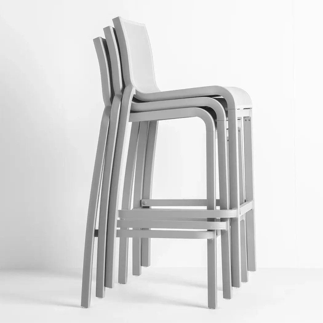 Grosfillex US030096 Sunset Armless White Outdoor Stacking Barstool – 2 Per Set