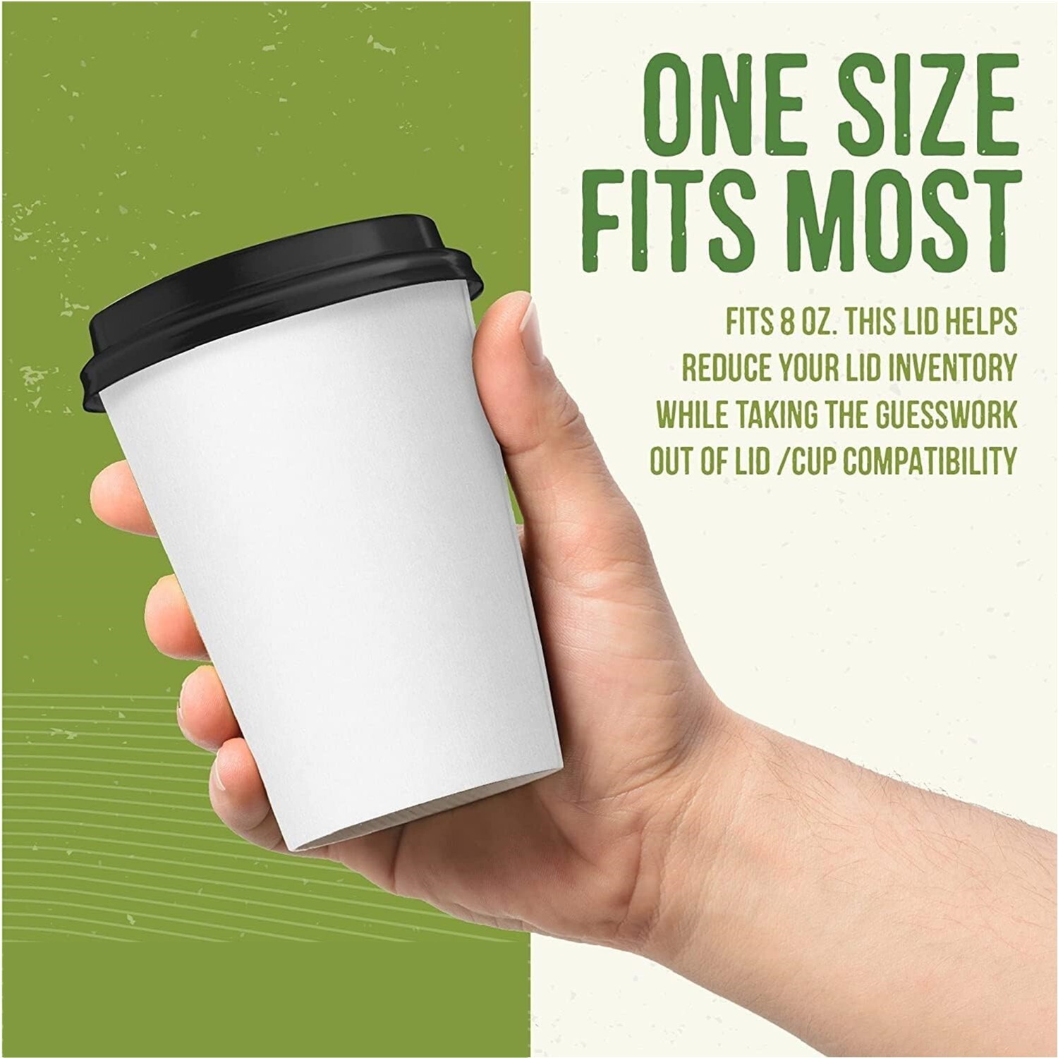 1000 Pack of 8oz Coffee Cup Lids, Anti-Spill Design, Perfect for Travel & Home