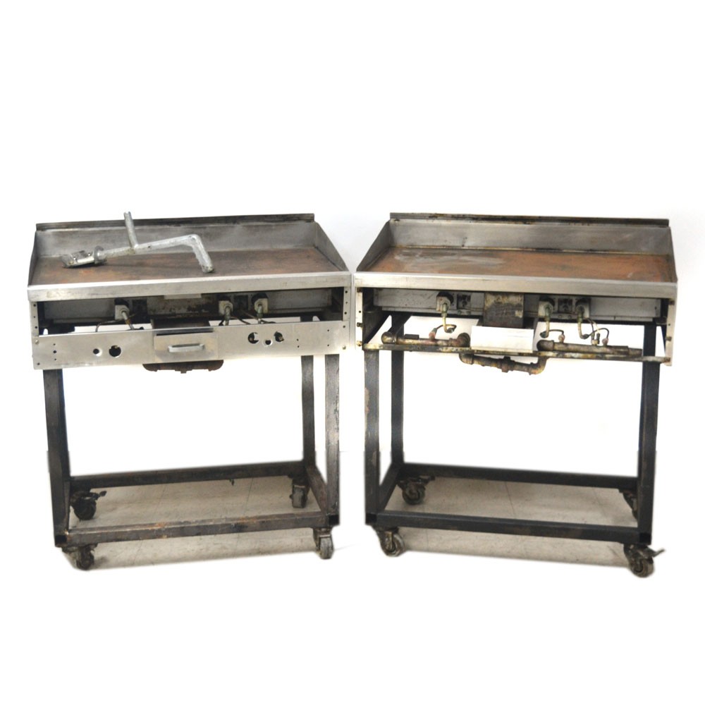 (Lot of 2) Flat Top Stainless Gas Griddle 36.5″ x 25.25″x 39″ Missing Face AS/IS