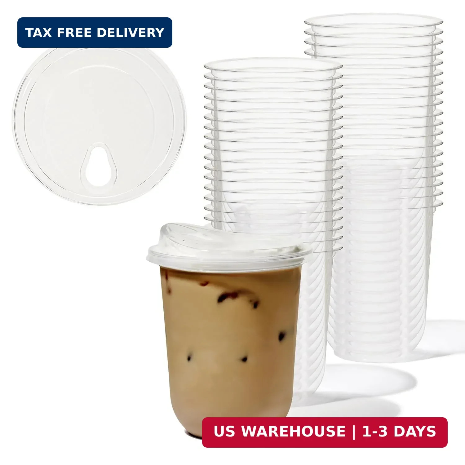 TOSSWARE NATURAL 16oz Arc Bundle – Plant Based 98mm Clear Cold Cups + Sip Lids –