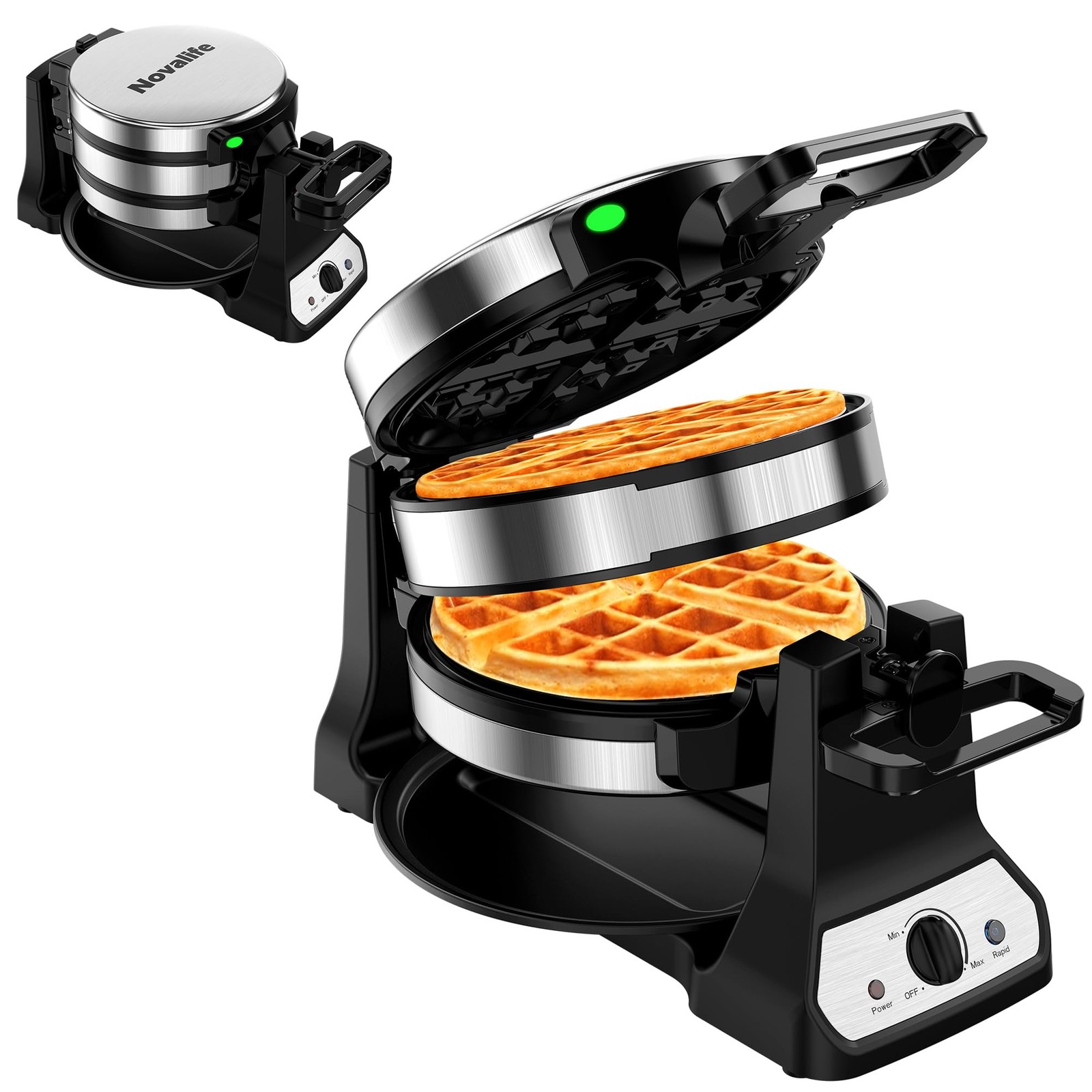 Waffle Maker, 1400W Belgian Double Iron Double, Sliver