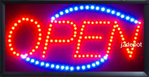 US Seller Animated Led Neon light OPEN Sign on/off Switch/Chain 19x10x1″